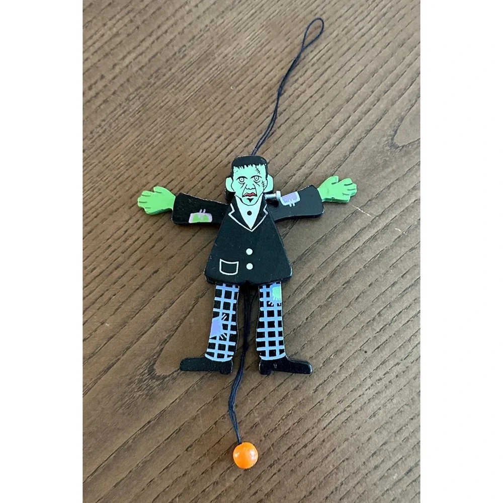 Midwest Importers Frankenstein Wood Pull String Jumping Jack Ornament Halloween